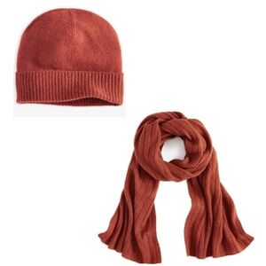 Charter Club Ribbed 100% Cashmere Scarf and Cuffed Beanie,Oringe